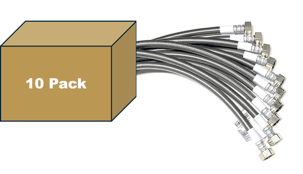 10 PK Faucet Water Supply Connector  - 30" Long 3/8 Female Comp x 1/2 FIP