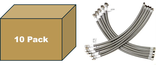 10 PK Faucet Water Supply Connector  - 20" Long 3/8 Female Comp x 1/2 FIP