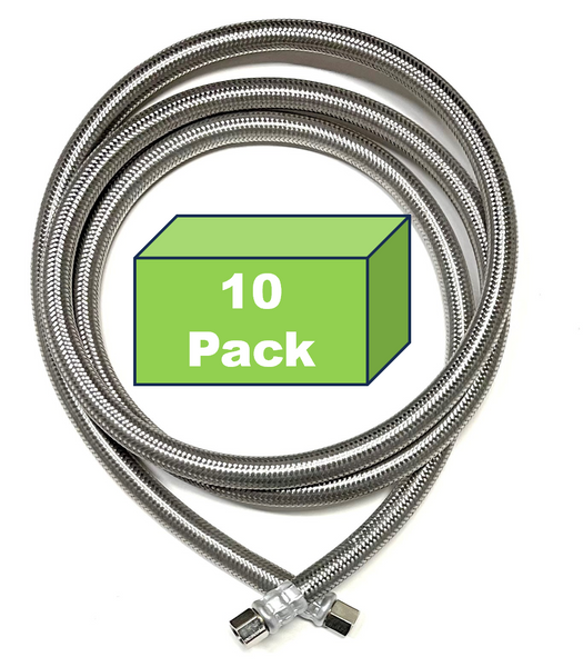 10PK of 6 FT Stainless Steel Braided Ice Maker Hose with 1/4" Comp by 1/4" Comp Connection (Copy)