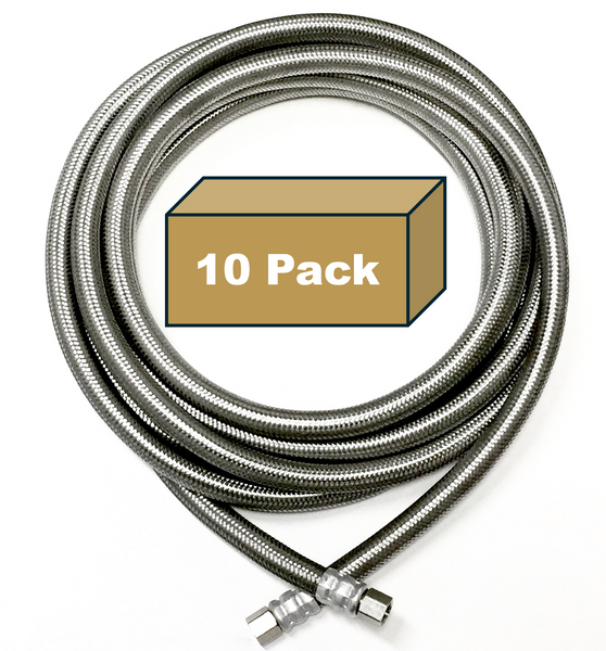 10PK Shark Industrial 15 FT Stainless Steel Braided Ice Maker Hose with 1/4" Comp by 1/4" Comp Connection (Copy)