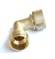 Solid brass lead-free 90 degree garden hose elbow with rubber washer 3/4" FHT x 3/4" MHT