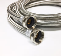 2-Pack Premium Stainless Steel Washing Machine Hoses - 5 FT No-Lead Burst Proof Water Inlet Supply Lines - Universal Connection - 10 Year Warranty